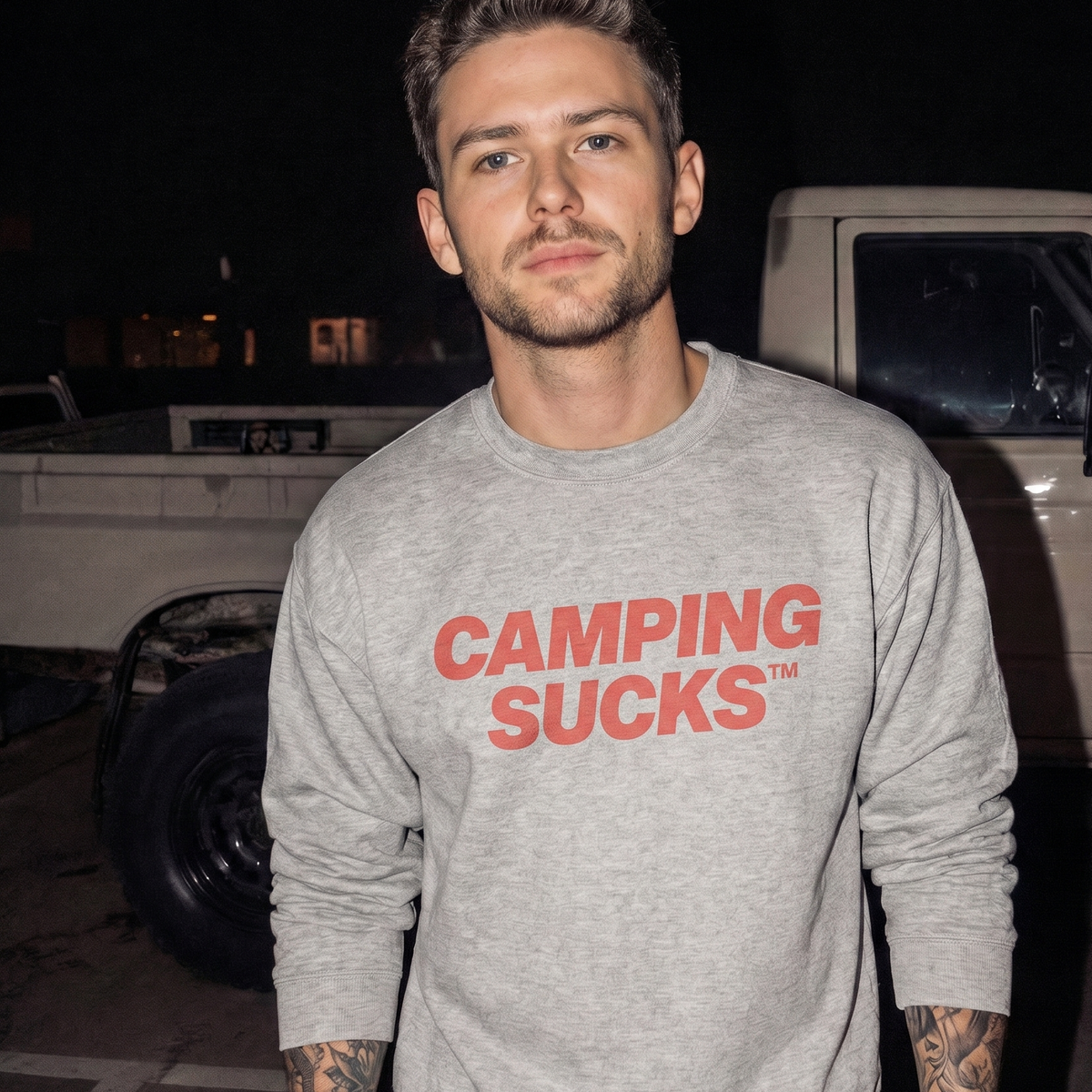 CAMPING SUCKS™ — COMFORT MODE CREWNECK